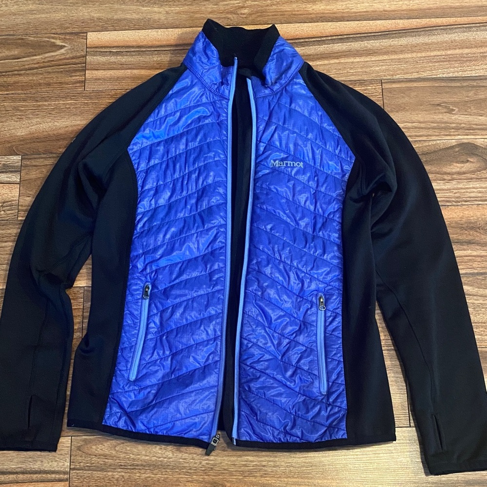 Marmot Quilted Blue and Black Jacket